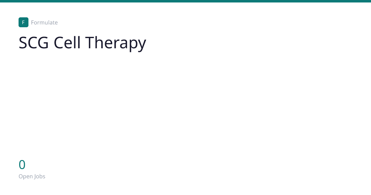SCG Cell Therapy - Jobs & Pipeline | Formulate